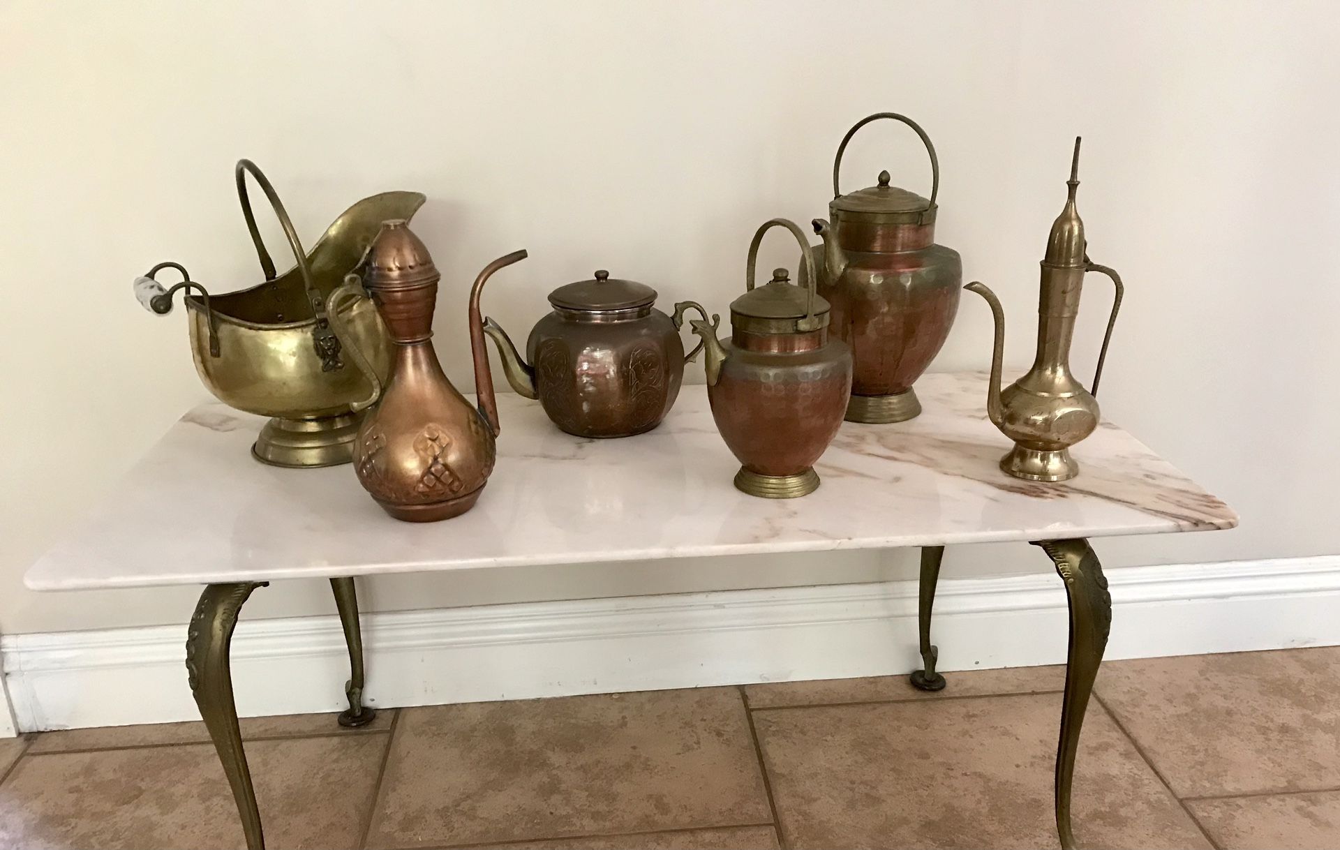 Brass And Copper Vintage Pots Pitchers And Kettles