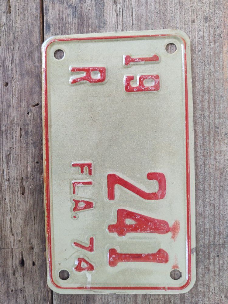 Florida 1974 Motorcycle License Plate