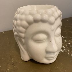 Ceramic Buddha Head Incense Oil Burner 4”