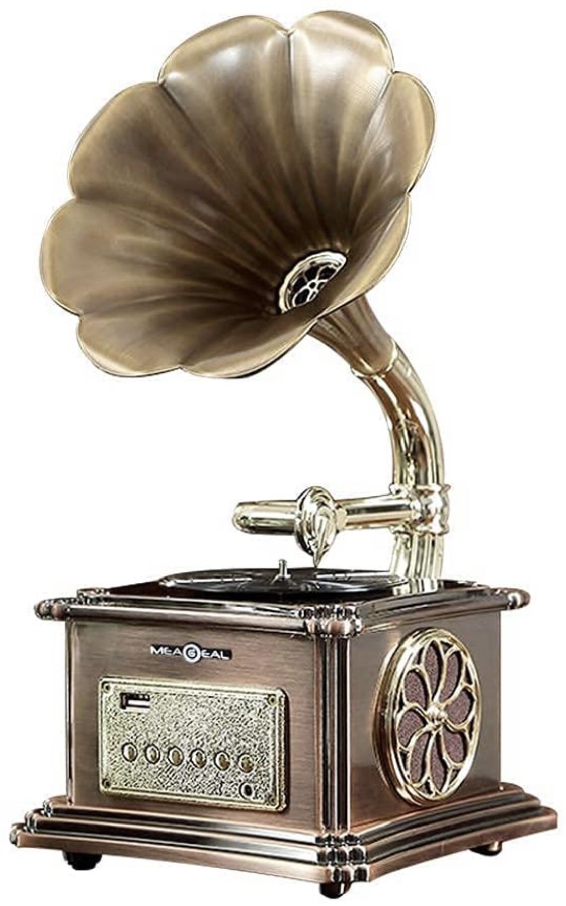 Mini Record Player with Aluminum Base Phonograph Bluetooth Speaker Britain  Brown