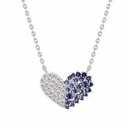 Blue And White Crystal Heart Necklace