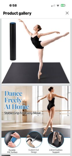 Brand New Portable Dance/Fitness Mat W/Non-Slip Backing 6.6ftx3.9ft, Waterproof
