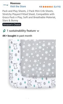 Crib Sheets Monsea 2 Packs⭐ Start and🐇Bunny Design