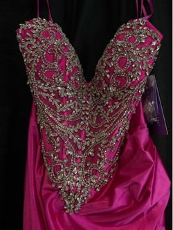 Ladivine Cinderella Divine hot pink rhinestone prom dress