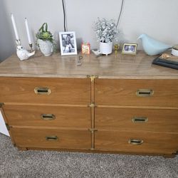 1960's DREXEL Campaigner Dresser W/mirror And Matching Nightstand