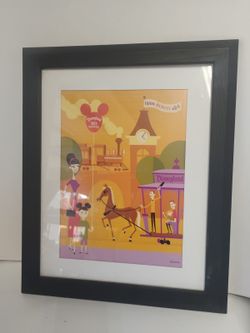 Disneyland 50th Anniversary Shag Framed 11 X 14 Matted Print Main Street