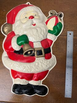 Vtg 1960's - 1970's Molded Plastic Santa Claus Wall Decor - Hong Kong