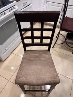 Dark Wood Dining Chair with Upholstered Seat