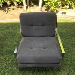 Metal Frame Grey Cushion Chair 