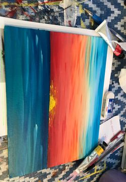 Oil paint sunset painting