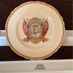 1937 King EDWARD VIII Coronation CREAMPETAL Plate by W. H. GRINDLEY - Vintage