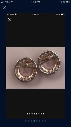 925 sterling silver vintage EJI pierced earrings 1 2 inch long pink tone with CZ s A0576