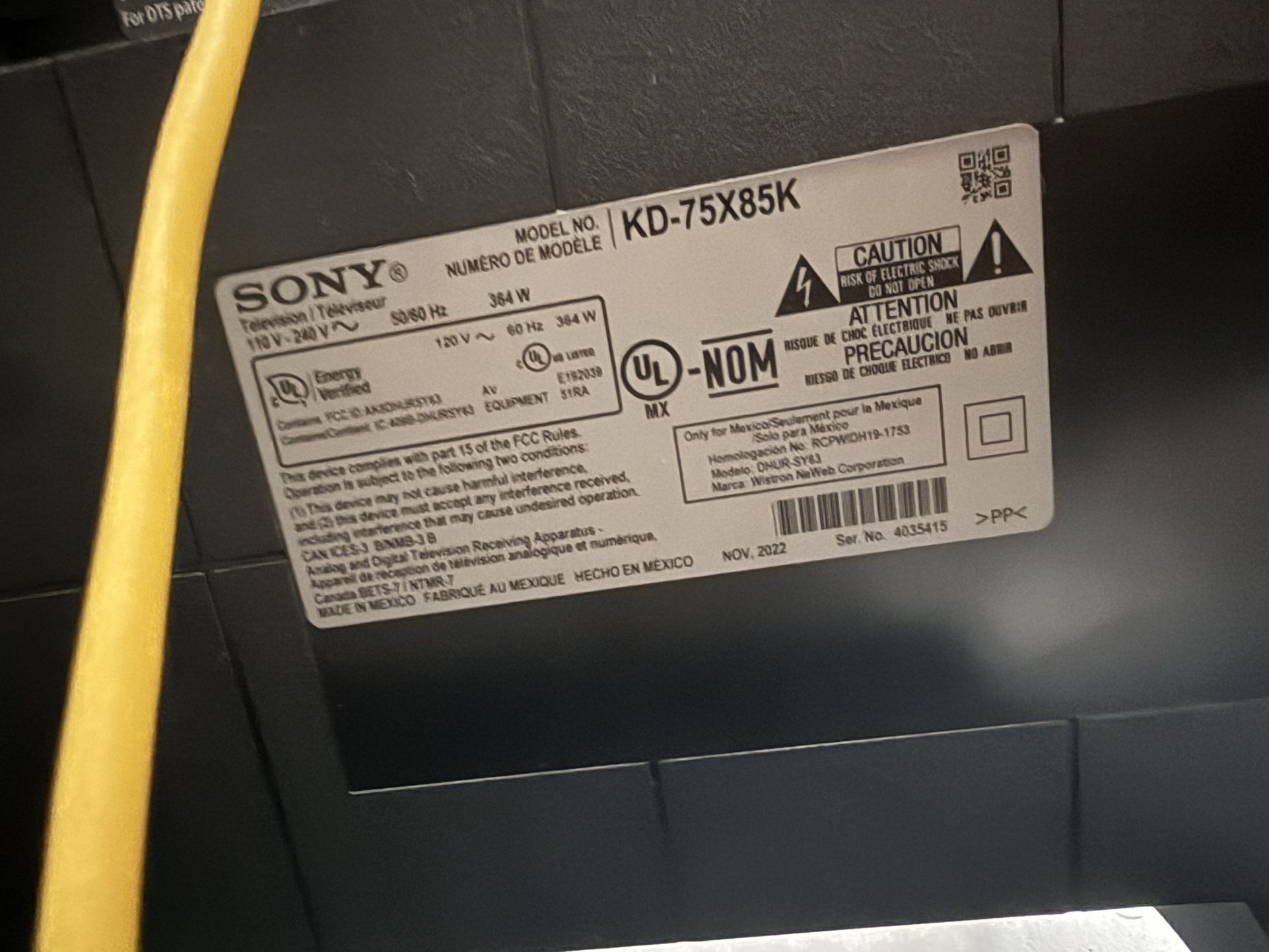 Sony KD‑75X85K (75″ 4K HDR Google TV from 2022)