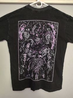 Black Graphic T-Shirt with Purple Art Print