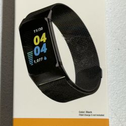 With It Stainless Steel Black Mesh Band for Fitbit Charge 5-Fits Fitbit Charge 6