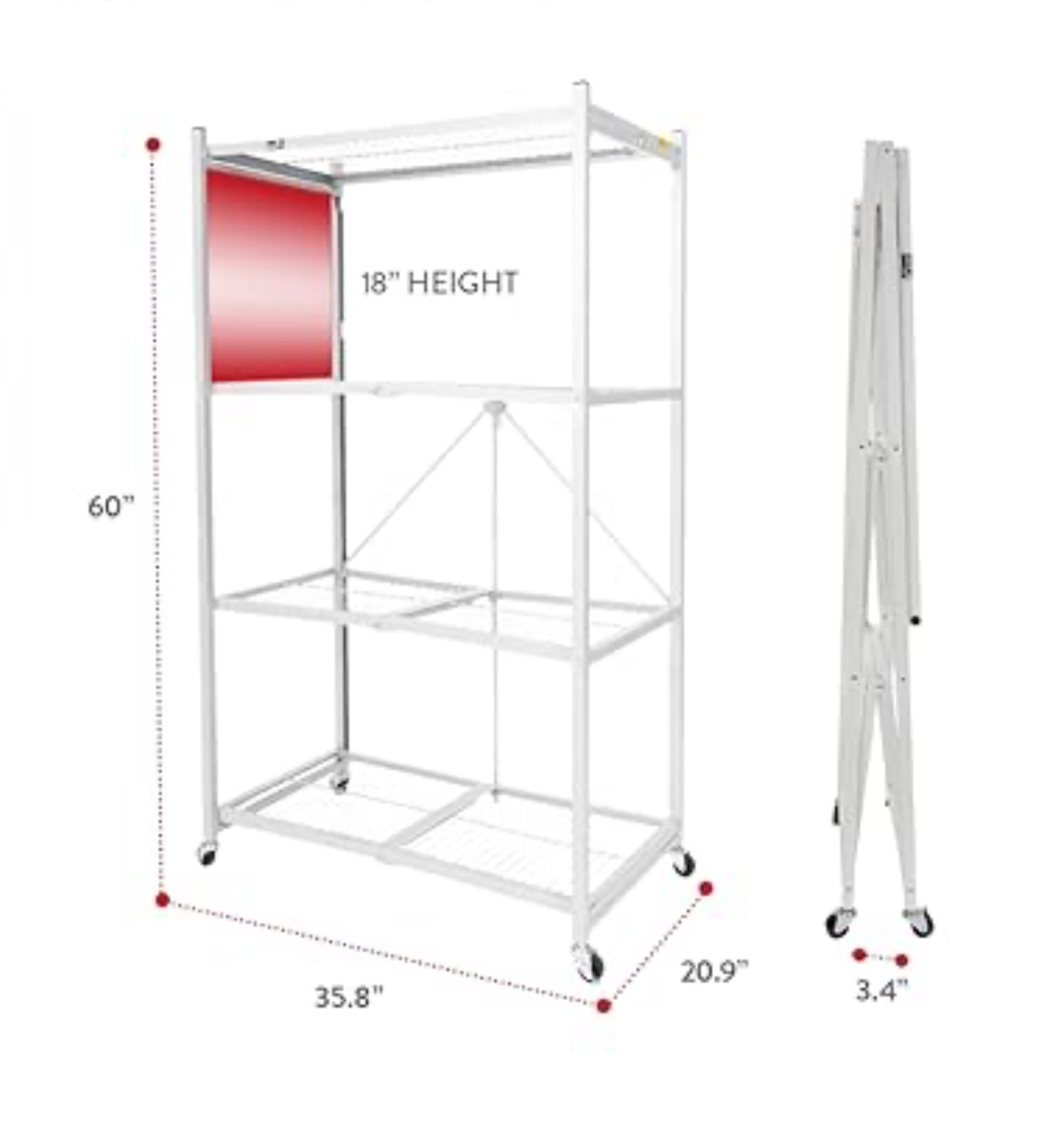 4-Tier Folding Storage Shelves Heavy Duty Shelf Rack Unit with Wheels Origami