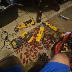 Dewalt Angle Grinders And 3 Batteris L, With 2 Chargers