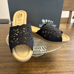 New Spring Step Wedge Sandals Black Shoe Size 9.5-10