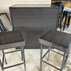 All-Weather Wicker Bar Table Set