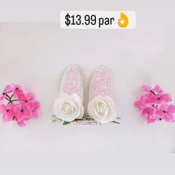 Bunny Ears Hairclips Handmade