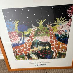 Framed 31x34 Very Large Giraffe Print By Mike Smith