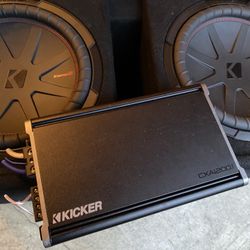 Kicker Comp 12” x 2 with 1200 watt amp and box 