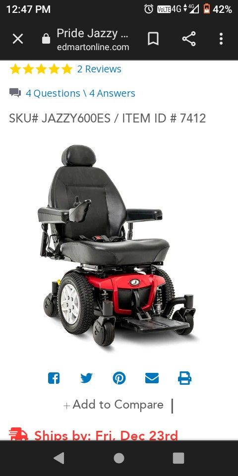 Jazzy 600es Used Excellent Condition Smoke Free Home