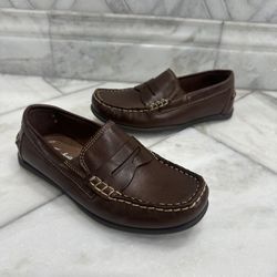 Size 3 Youth Boys Florsheim Kids Brown Leather Slip On Loafer Dress Shoes