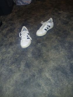 Adidas White Low-Top Sneakers with Navy Stripes