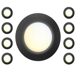 8 Pack 6” LED Disk Light Black 5CCT 15W Dimmable ETL