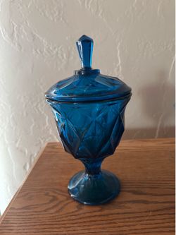 Viking Bluenique Georgian Blue glass candy dish