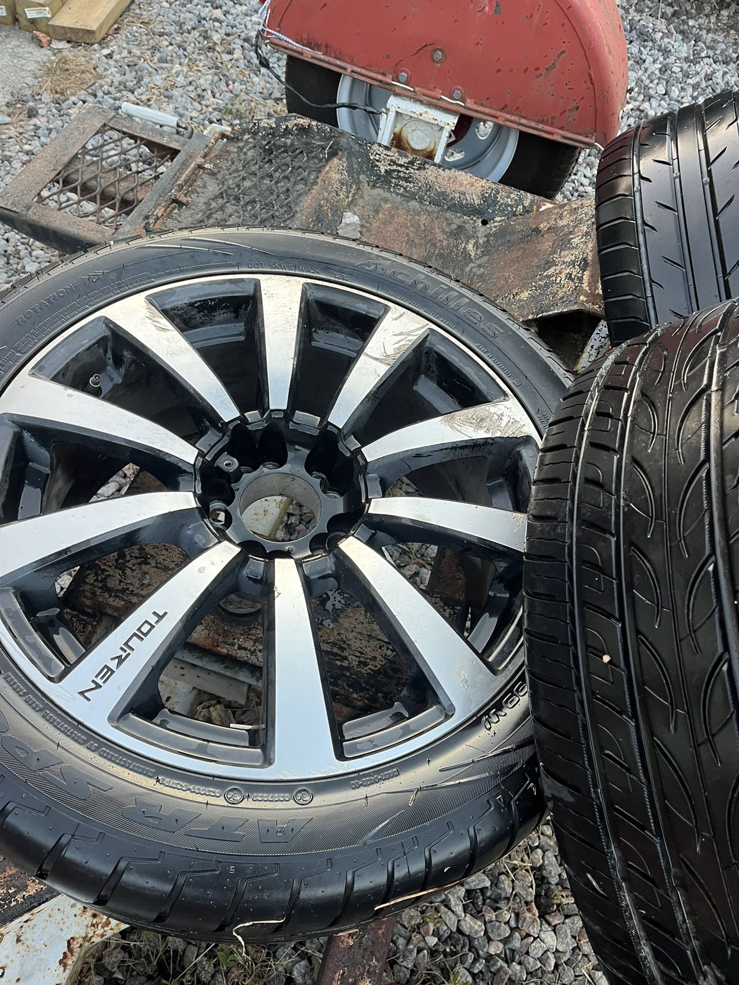 (4) 245/45/18 Universal 5 Lug Rims & Tires 