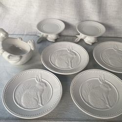 7 Piece Easter Bunny Dishes 