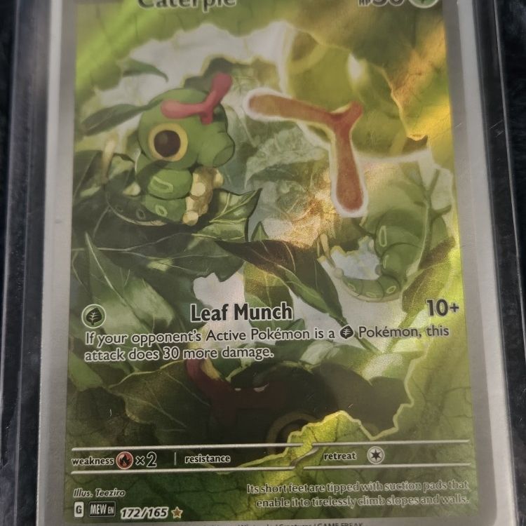 rare caterpie card Pokemon - 010/165 - Pokemon 151 - Reverse Foil Grass Colorless Flock Search your deck for a Caterpie and put it onto your Bench Pokemon 151 Caterpie SIR for