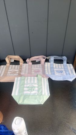 Trader’s Joe striped mini canvas tote bag set of 4