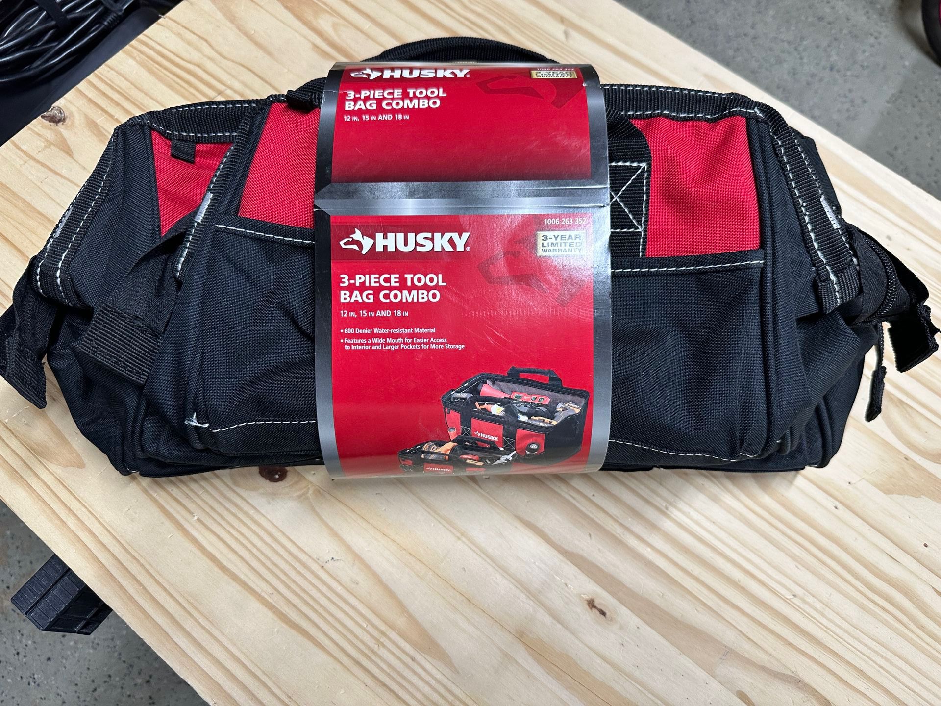 Husky 3 Tool Bag Combo Set 12 in 15 in and 18 in Bags