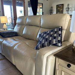 Italian leather sofa, and easy chair