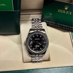 Rolex Datejust 36 Black Diamond Dial – Fluted Bezel, Jubilee Bracelet (Full Set)