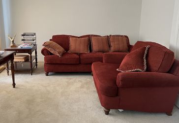 Terracotta / Red Sofa & Oversized Armchair Set – Classic Style