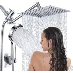 Shower Head Combo,13 Inch High Pressure Rain Shower Head with Adjustable Arm and 3 Settings Handheld ,Powerful Shower Spray Against Low Pressure Water