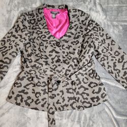 Sandro Woman's Leopard Print Blazer XL