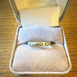 Sterling Silver Band Ring with Ichthys Fish Engravings