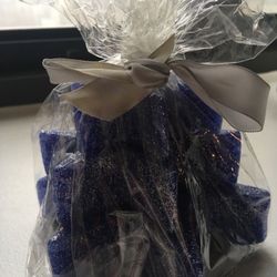 Blue Star Glittery Candles (set of 3)