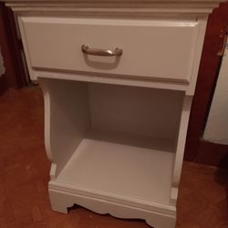 Small Solid Wood White Night Stand 