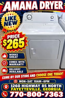 Amana Dryer *(Like New )**
Works Great 
Warranty & Delivery Available