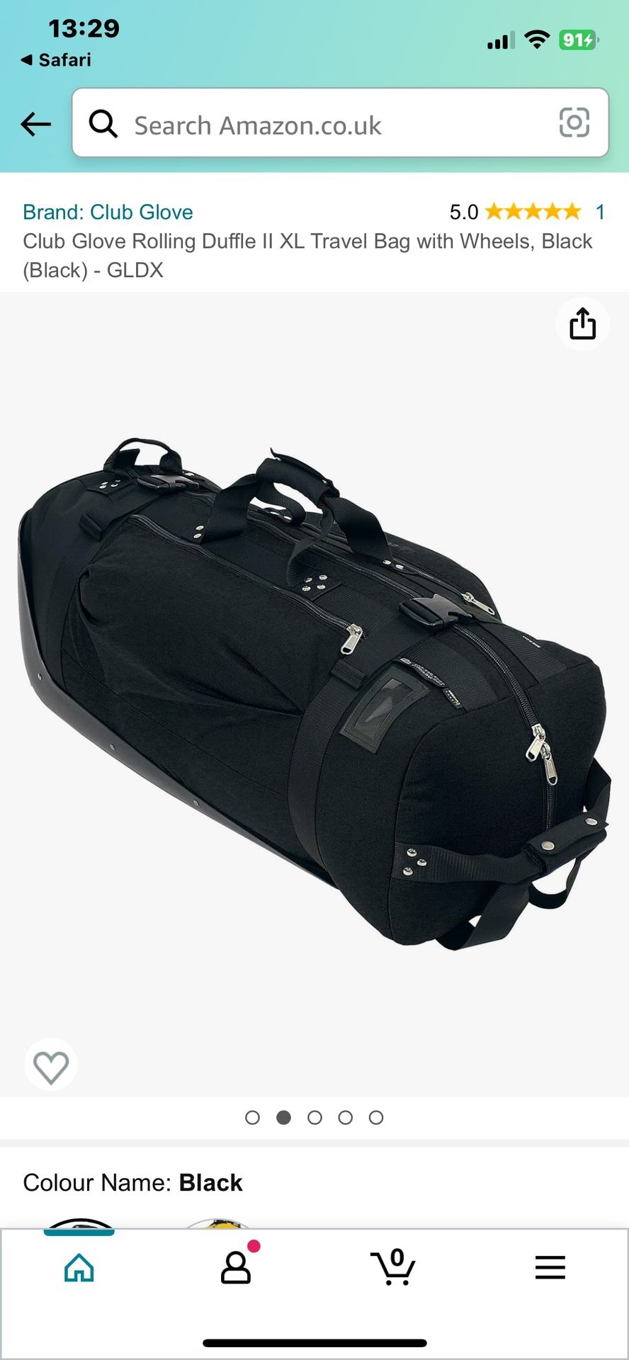 Club Glove Rolling Duffle II XL Travel Bag W/ Wheels