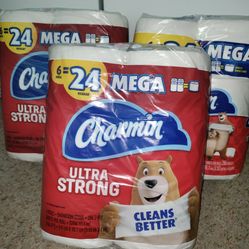 (3) Charmin Toilet Paper Ultra Strong! 6=24 Per Pk. 