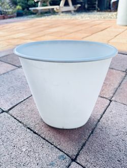 2 White Plastic Trash Can