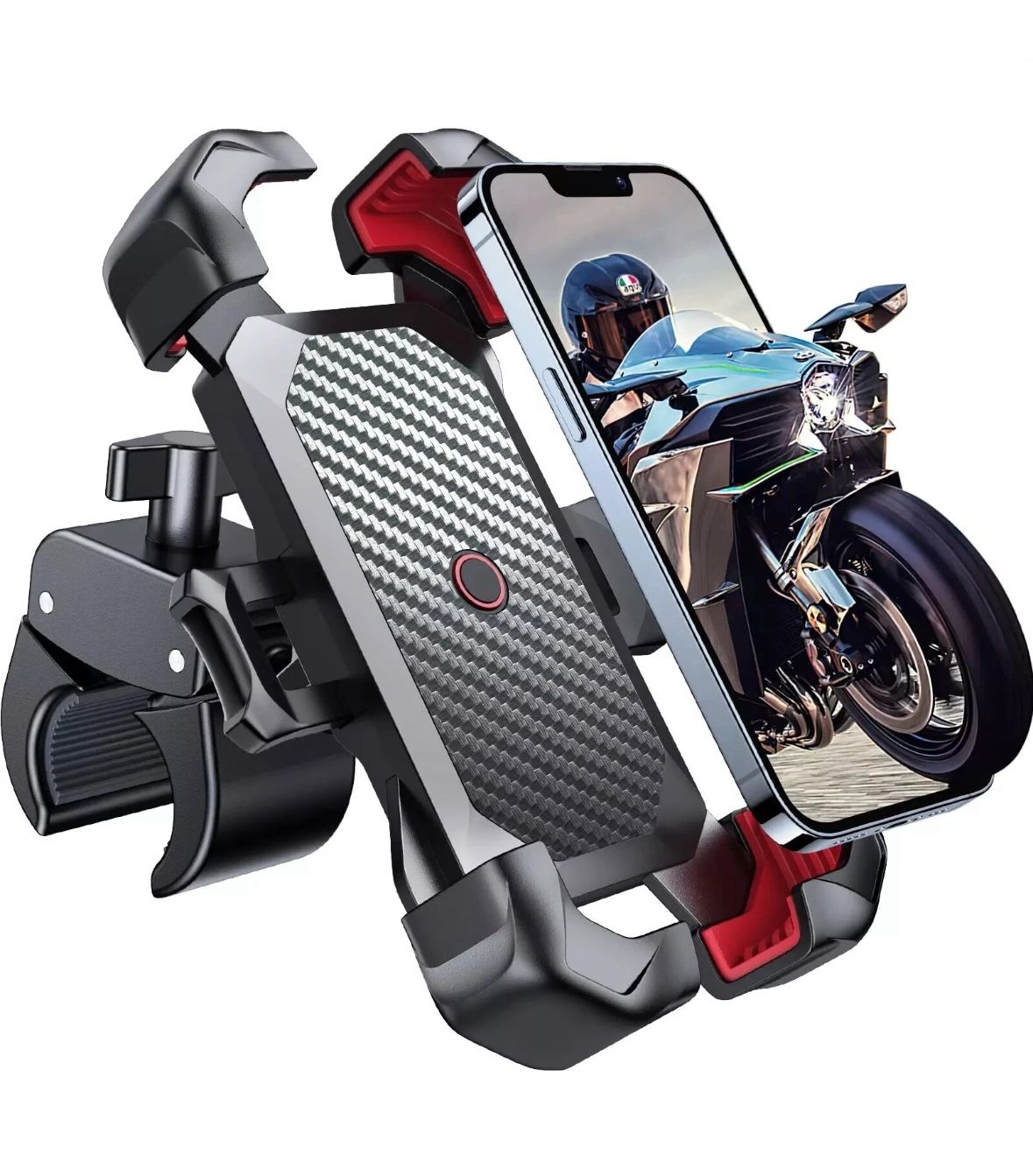JOYROOM JR-ZS288 Motorcycle/Bike Phone Mount, Auto Lock, Black/ Red