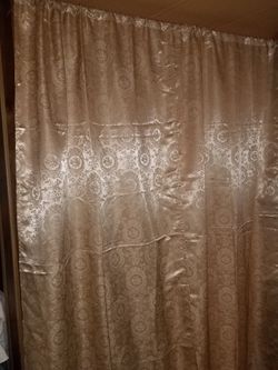 Two Gold Curtain Panels 39 Inch Wide By 7 Ft Long